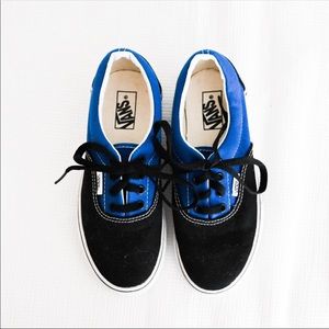 Vans Boys Kids Classic Blue Black Canvas Lace Up Colorblock Skate Shoes 1.5